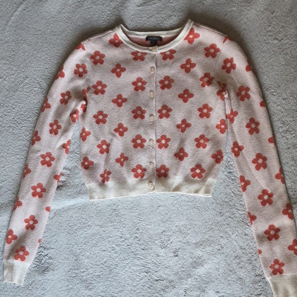 Wild Fable Pink and Red Floral Cardigan Sweater - Picture 1 of 3